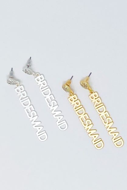 Ellison and Young Be My Bridesmaid Gold Plated Brass Earrings - Rosa Apparel