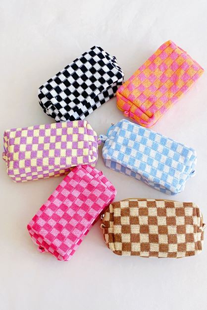 Ellison and Young Check Yourself Cosmetic Checkered Knitted Bag - Rosa Apparel