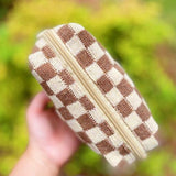 Ellison and Young Check Yourself Cosmetic Checkered Knitted Bag - Rosa Apparel