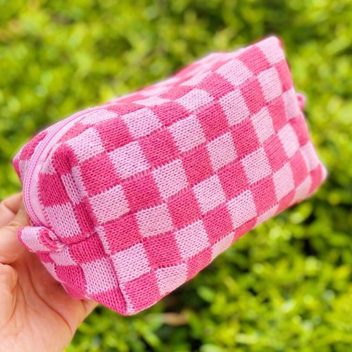 Ellison and Young Check Yourself Cosmetic Checkered Knitted Bag - Rosa Apparel