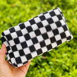 Ellison and Young Check Yourself Cosmetic Checkered Knitted Bag - Rosa Apparel