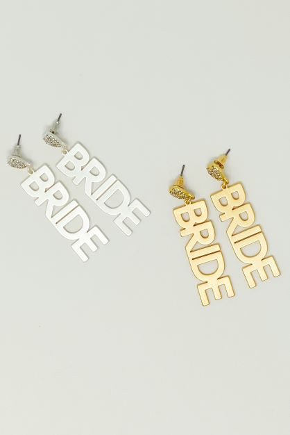 Ellison and Young Say I Do Bride Gold Plated Brass Earrings - Rosa Apparel