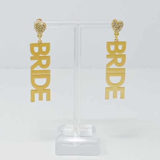 Ellison and Young Say I Do Bride Gold Plated Brass Earrings - Rosa Apparel