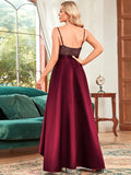 Ever Pretty Backless V-Neck Asymmetric Skirt Sleeveless Sparkly Prom D - Rosa Apparel