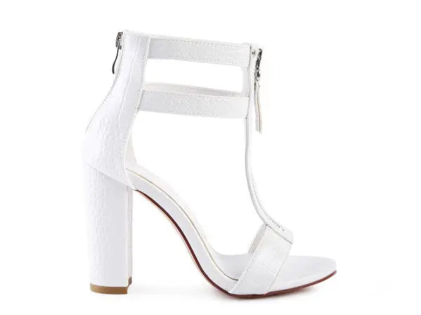 FELICITY Zip Up Croc Textured Open Toe Sandals