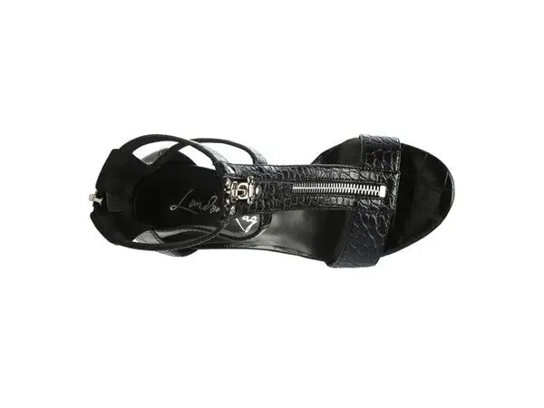 FELICITY Zip Up Croc Textured Open Toe Sandals - Rosa Apparel