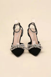 FREYA-5 Double Rhinestone Bow Ankle Strap 4 Heel - Rosa Apparel