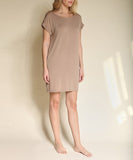 Fabina Bamboo Crop Round Neck Cap Sleeves Mini Dress With Pockets - Rosa Apparel