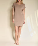 Fabina Bamboo Crop Round Neck Cap Sleeves Mini Dress With Pockets - Rosa Apparel