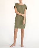 Fabina Bamboo Crop Round Neck Cap Sleeves Mini Dress With Pockets - Rosa Apparel