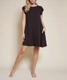 Fabina Bamboo Tulip Sleeve Round Neck Mini Dress with Pockets - Rosa Apparel