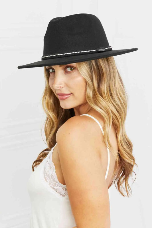 Fame Bring It Back Mini Rhinestone Fedora Hat - Rosa Apparel