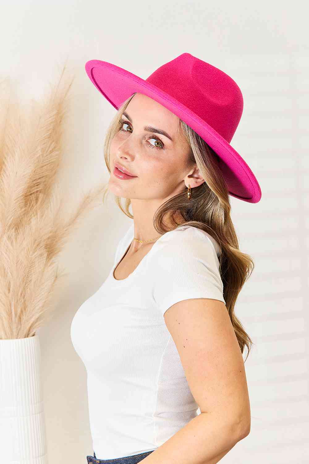 Fame Flat Brim Fedora Fashion Luxurious Summer Hat - Rosa Apparel