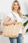 Fame Fringe Detail Checkered Tote Bag - Rosa Apparel