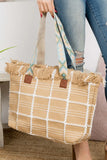 Fame Fringe Detail Checkered Tote Bag - Rosa Apparel