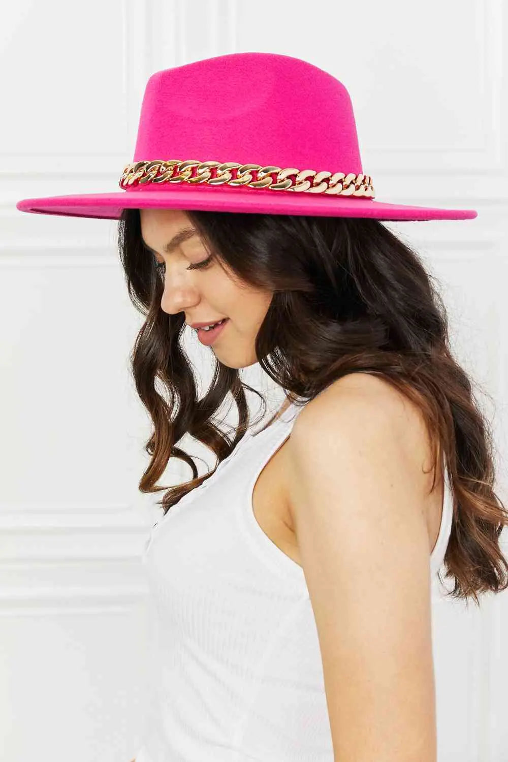 Fame Keep Your Promise Fedora Hat in Pink - Rosa Apparel