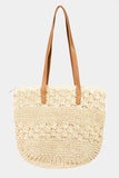 Fame Natural Straw Braided Design Large Tote Bag - Rosa Apparel