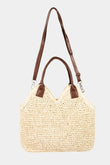 Fame Straw Braided Faux Leather Strap Shoulder Bag - Rosa Apparel