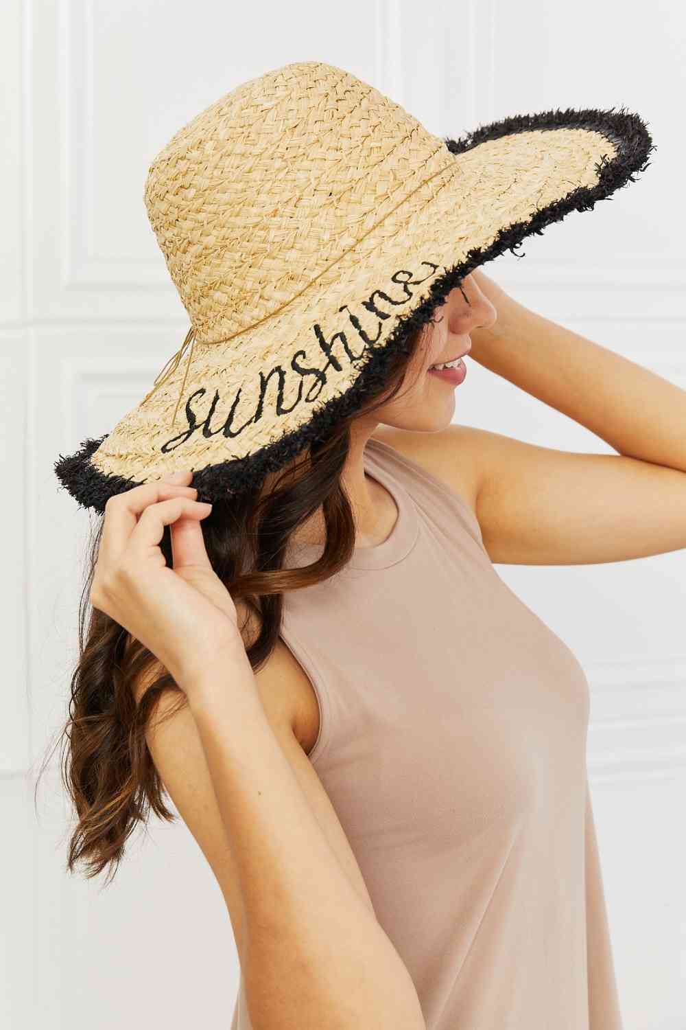 Fame Sunshine Straw Fringe Embroidered Boho Hat - Rosa Apparel