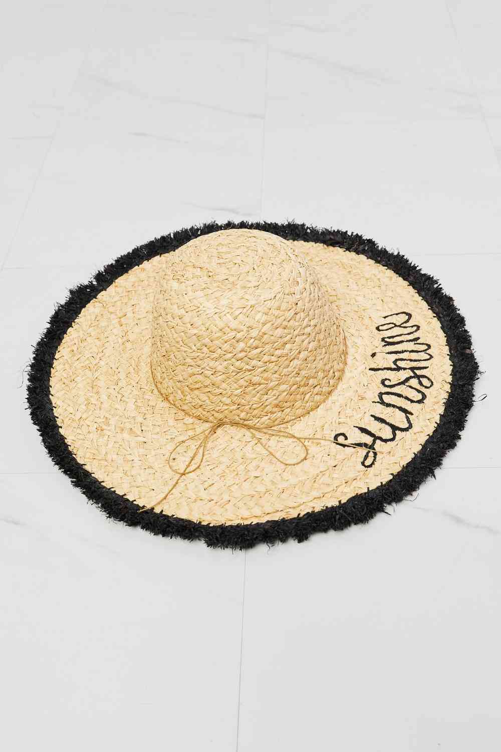 Fame Sunshine Straw Fringe Embroidered Boho Hat - Rosa Apparel