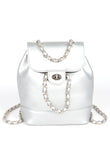 Faux Leather Chain Accent Fashion Backpack - Rosa Apparel