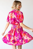 First Love Floral Short Sleeve Smocked Ruffled Ruched Mini Dress - Rosa Apparel