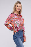 Floral Printed Long Sleeve Collar Neck Shirt - Rosa Apparel