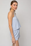 Gilli Casual Sleeveless One Shoulder Layered Top Loose Romper - Rosa Apparel