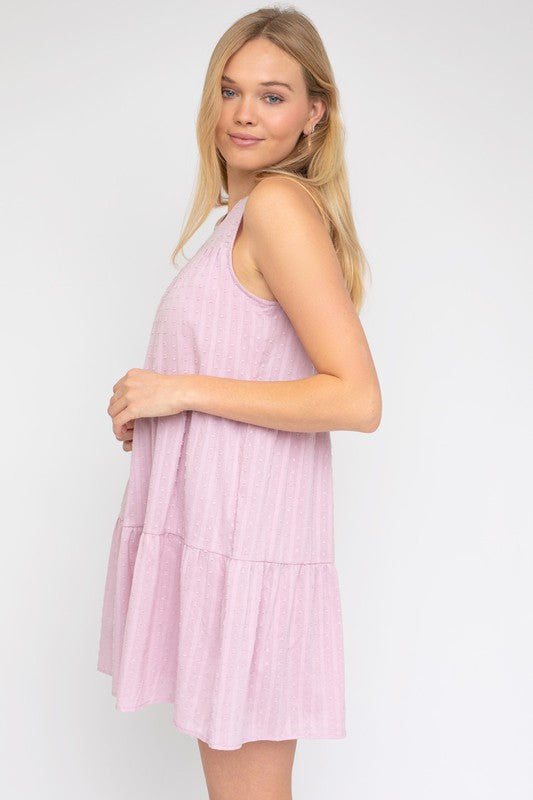 Gilli Casual Sleeveless Tiered Round Neck Loose Mini Dress - Rosa Apparel