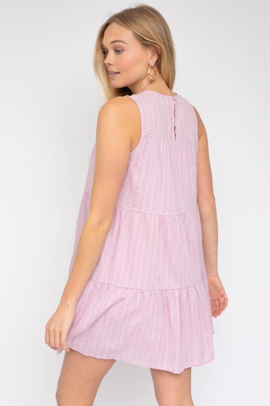 Gilli Casual Sleeveless Tiered Round Neck Loose Mini Dress - Rosa Apparel