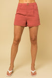 Gilli Casually Chic Double Breathable Feel Front Pleated Shorts - Rosa Apparel