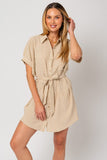 Gilli Chic Half Sleeve Button Down Shirt Collar Neck Loose Mini Dress - Rosa Apparel