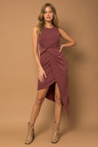 Gilli Sleeveless Twist Wrap Rib Midi Dress - Rosa Apparel