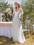 Glamorous Tulle with Sequin Appliques Wedding Dress - Rosa Apparel