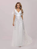 Glamorous Tulle with Sequin Appliques Wedding Dress - Rosa Apparel