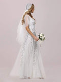 Glamorous Tulle with Sequin Appliques Wedding Dress - Rosa Apparel