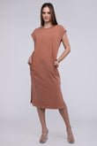 HYFVE Casual Comfy Sleeveless Regular Fit Round Neck Midi Dress - Rosa Apparel