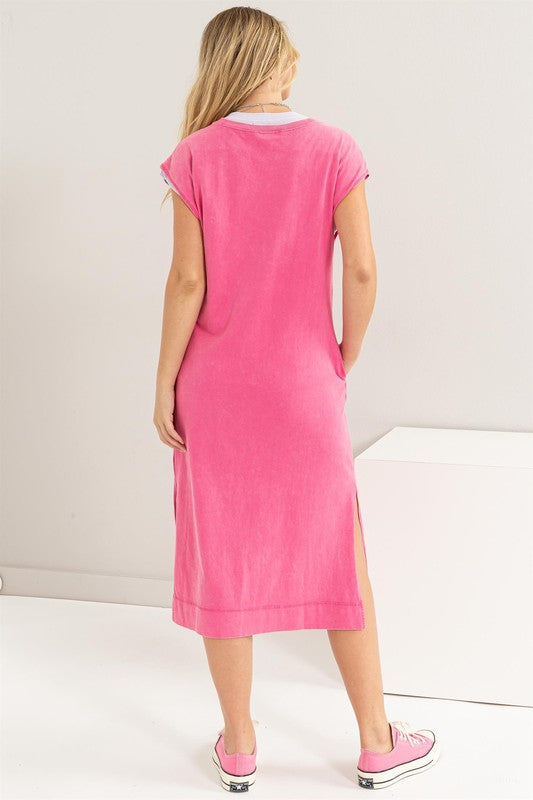 HYFVE Casual Comfy Sleeveless Regular Fit Round Neck Midi Dress - Rosa Apparel