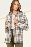 HYFVE For Myself Checkered Print Button-Front Long Sleeves Top - Rosa Apparel