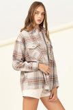 HYFVE For Myself Checkered Print Button-Front Long Sleeves Top - Rosa Apparel