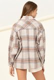 HYFVE For Myself Checkered Print Button-Front Long Sleeves Top - Rosa Apparel