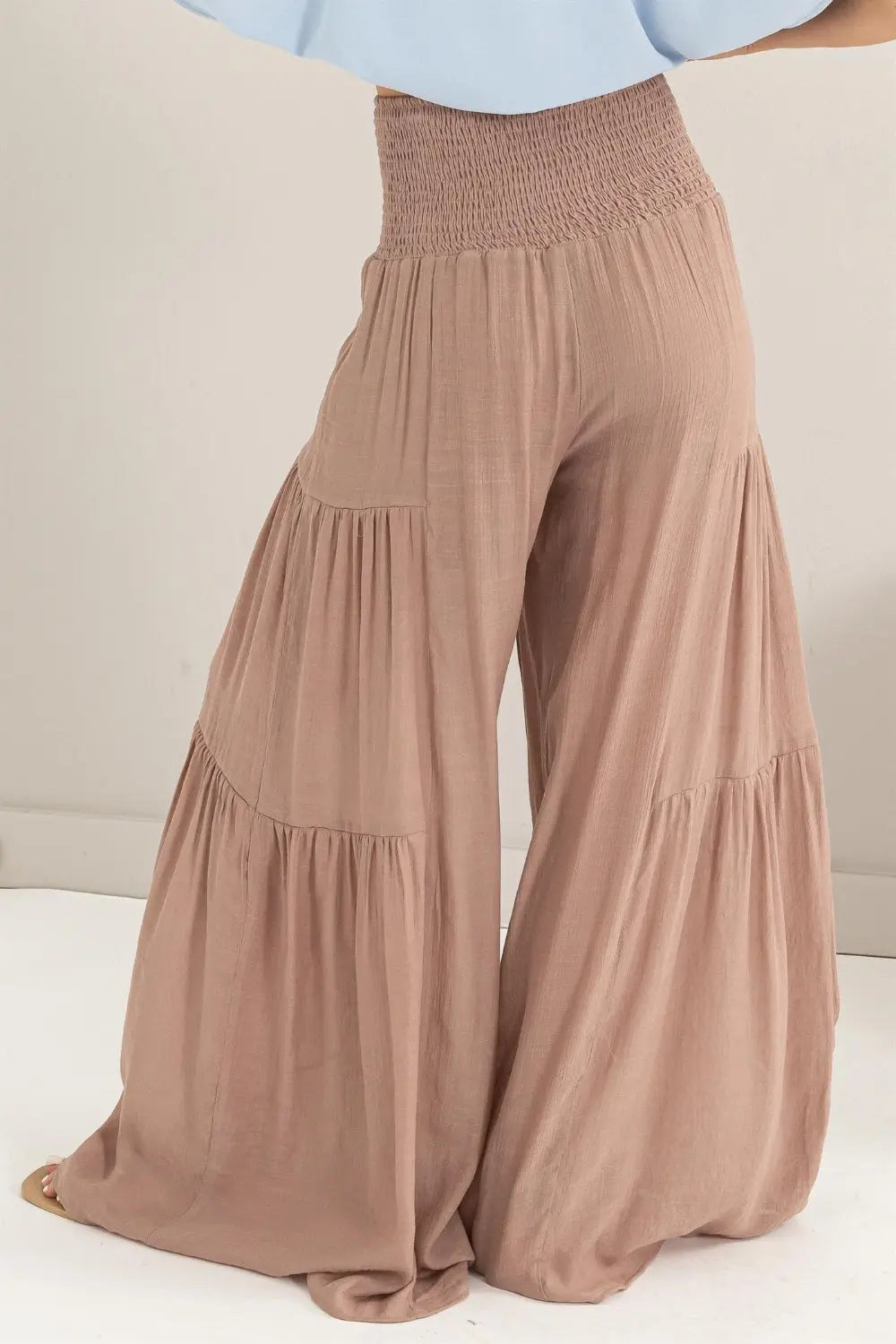 HYFVE Tie Front Ruched Tiered Pants - Rosa Apparel