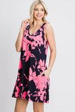 Heimish Full Size Floral V-Neck Tank Dress with Pockets - Rosa Apparel