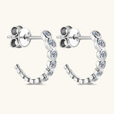 Inlaid Moissanite 925 Sterling Silver C-Hoop Earrings - Rosa Apparel