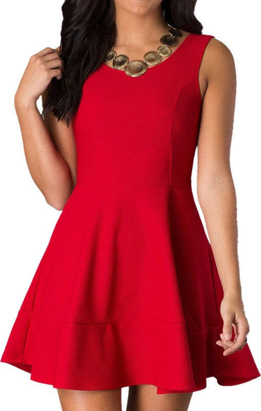 JUNIORS SLEEVELESS PARTY DRESS WITH ZIPPER BACK - Rosa Apparel