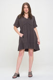 Jade By Jane Plus Size Short Sleeves Button Down V-Neck Short Dress - Rosa Apparel