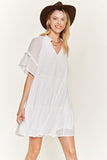 Jade By Jane Ruffled V-Neck Short Sleeves Tiered Mini Dress JBJ1054A - Rosa Apparel