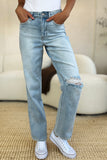 Judy Blue Full Size High Waist Distressed Straight Jeans - Rosa Apparel