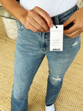 Judy Blue Full Size Mid Rise Destroyed Hem Distressed Jeans - Rosa Apparel