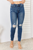 Judy Blue Full Size Mid Waist Distressed Slim Fit Trendy Look Jeans - Rosa Apparel